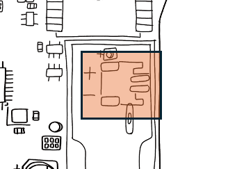 The JST connector under the right-hand AA battery holder
