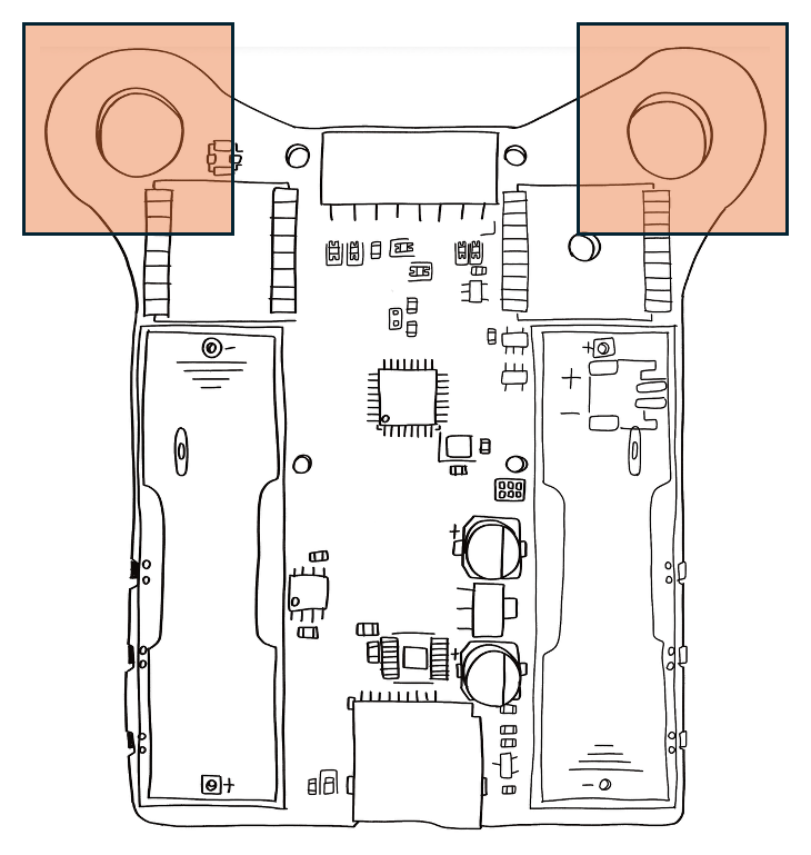 The lanyard clip mounting holes on the Rib:bit